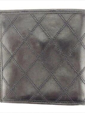 Chanel Wallet Purse Bifold Black leather Woman unisex Authentic Used T8755